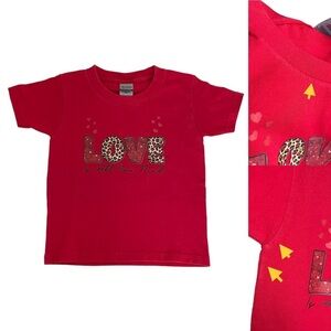 Gildan Heavy 100% Cotton Valentine’s Day Love Red Short Sleeve T-Shirt Girl’s 3T